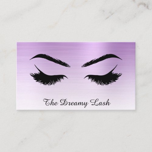  Lashes Brows Extensions QR Metal VIOLET Business Card
