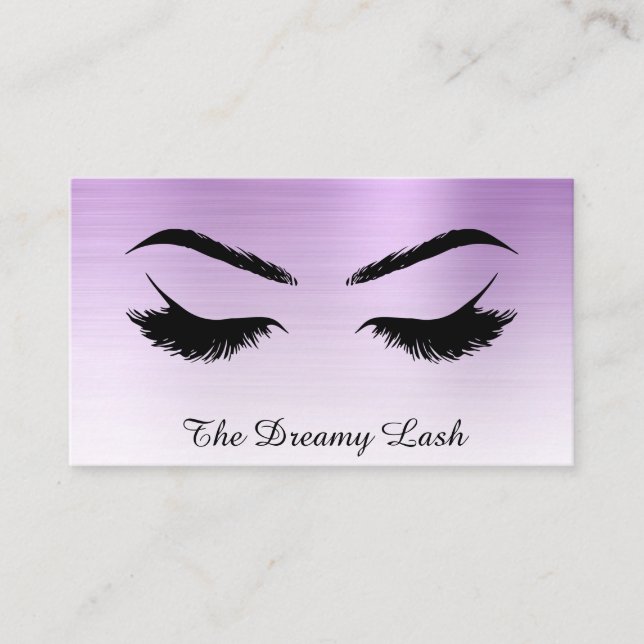 *~* Lashes Brows Extensions QR Metal VIOLET Business Card (Front)