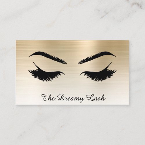  Lashes Brows Extensions QR Metallic GOLD Business Card