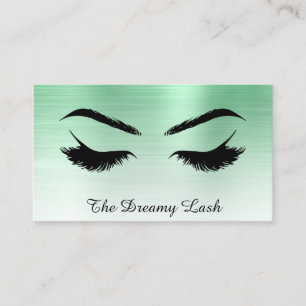 *~* Lashes Brows Extensions QR Metallic Mint Business Card