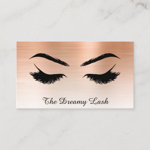  Lashes Brows Extensions QR Metallic ROSE GOLD Business Card