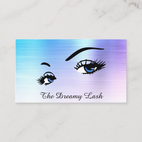  Lashes Brows Extensions QR Ombre Blue Glitter Business Card