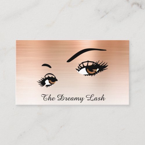  Lashes Brows Extensions QR Rose Gold Glitter Business Card
