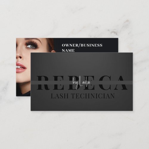 Lashes Brows Makeup Artist Black 1 Photo Business Card