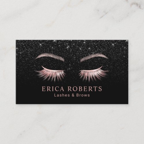 Lashes  Brows Makeup Artist Black Glitter Salon Business Card