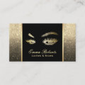 Lashes Brows Makeup Artist Black & Gold Ombre Business Card | Zazzle