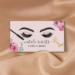 Lashes Brows Makeup Artist Blush Floral Eyelash Business Card