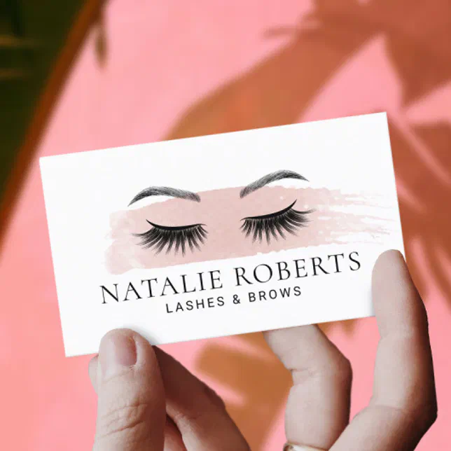 Lashes Brows Makeup Artist Blush Pink Brushstroke Business Card Zazzle
