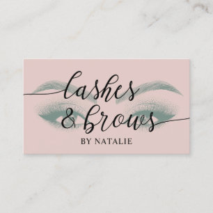 Lashes Brows Makeup Artist Blush Pink Typography Business Card
