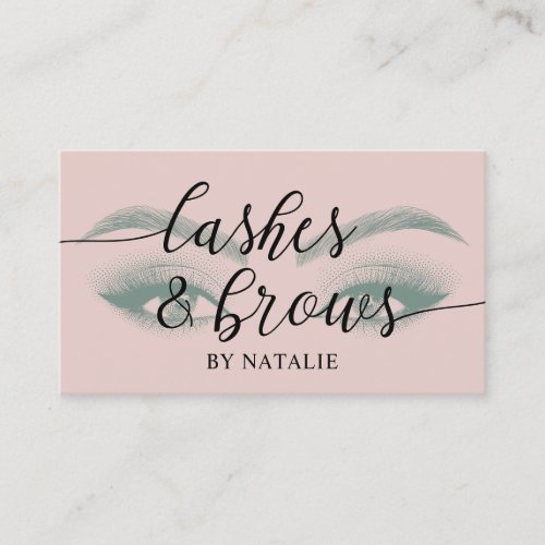 Lashes Brows Makeup Artist Blush Pink Typography Business Card
