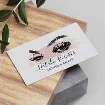 Lashes Brows Makeup Artist Blush Pink Watercolor Business Card