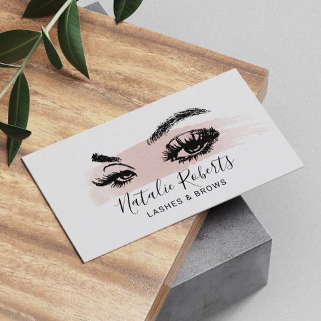 Lashes Brows Makeup Artist Blush Pink Watercolor Business Card Zazzle