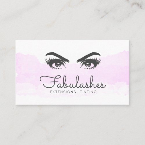 Lashes Brows Makeup Artist Blush Pink Watercolor  Business Card