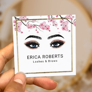 Lashes Brows Makeup Artist Cherry Blossom Salon Square Business Card