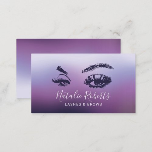 Lashes Brows Makeup Artist Elegant Purple Ombre Business Card
