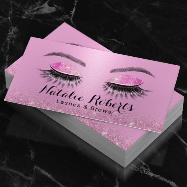 Lashes Brows Makeup Artist Girly Pink Salon Business Card (Creator Uploaded)