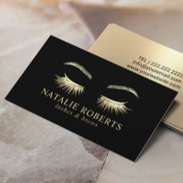 Lashes Brows Makeup Artist Glam Gold Beauty Salon Business Card