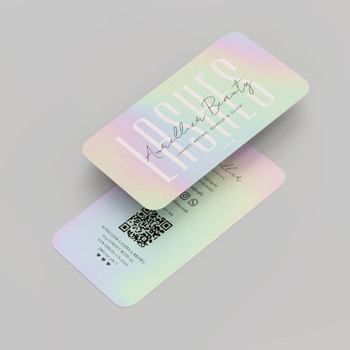  Lashes Brows Makeup Artist Holographic Modern Business Card