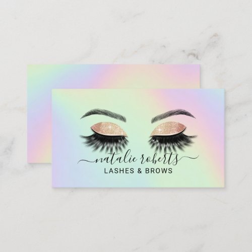 Lashes  Brows Makeup Artist Holographic Salon Business Card