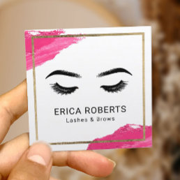 Lashes &amp; Brows Makeup Artist Modern Beauty Salon Square Business Card