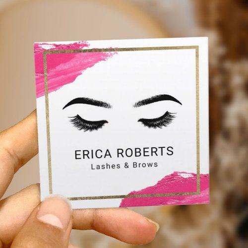 Lashes  Brows Makeup Artist Modern Beauty Salon Square Business Card