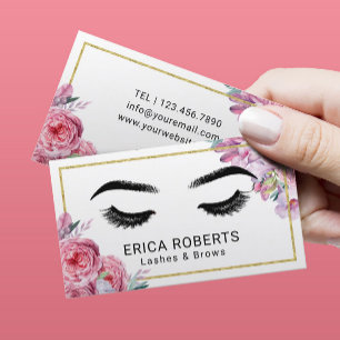 Lashes & Brows Makeup Artist Modern Floral Salon Business Card