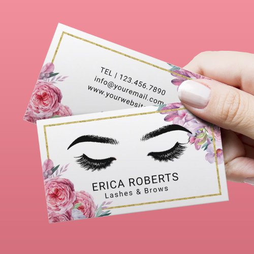 Lashes  Brows Makeup Artist Modern Floral Salon Business Card