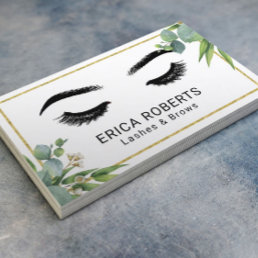 Lashes &amp; Brows Makeup Artist Modern Foliage Business Card