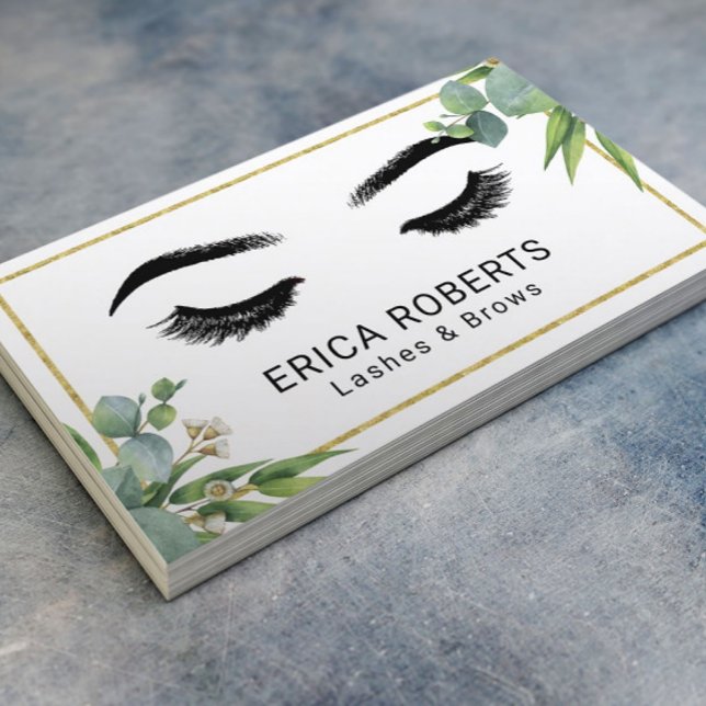 Lashes & Brows Makeup Artist Modern Foliage Business Card (Creator Uploaded)