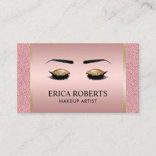 Lashes & Brows Makeup Artist Modern Rose Gold Business Card