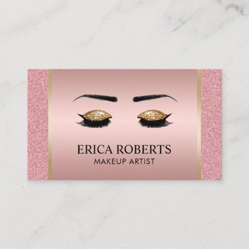 Lashes  Brows Makeup Artist Modern Rose Gold Business Card