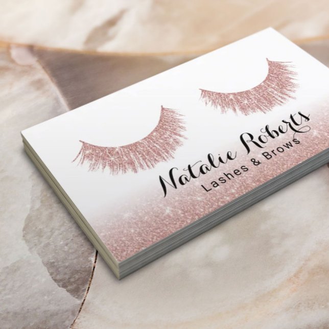 Lashes & Brows Makeup Artist Modern Rose Gold Business Card (Creator Uploaded)