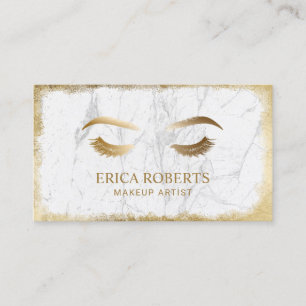Lashes & Brows Makeup Artist Modern White Marble Business Card