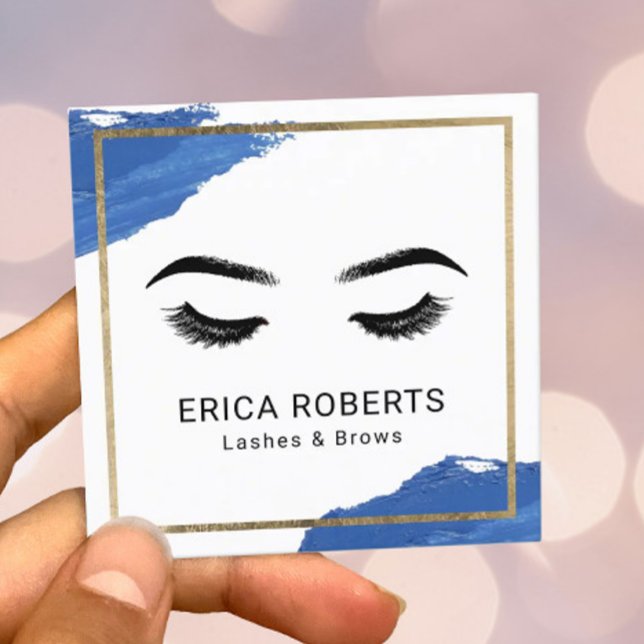 Lashes & Brows Makeup Artist Navy Lipstick Salon Square Business Card (Creator Uploaded)