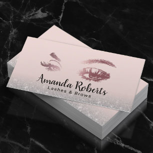 Lashes & Brows Makeup Artist Pink Silver Glitter Business Card