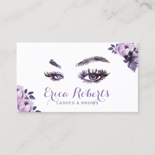 Lashes  Brows Makeup Artist Purple Appointment Business Card