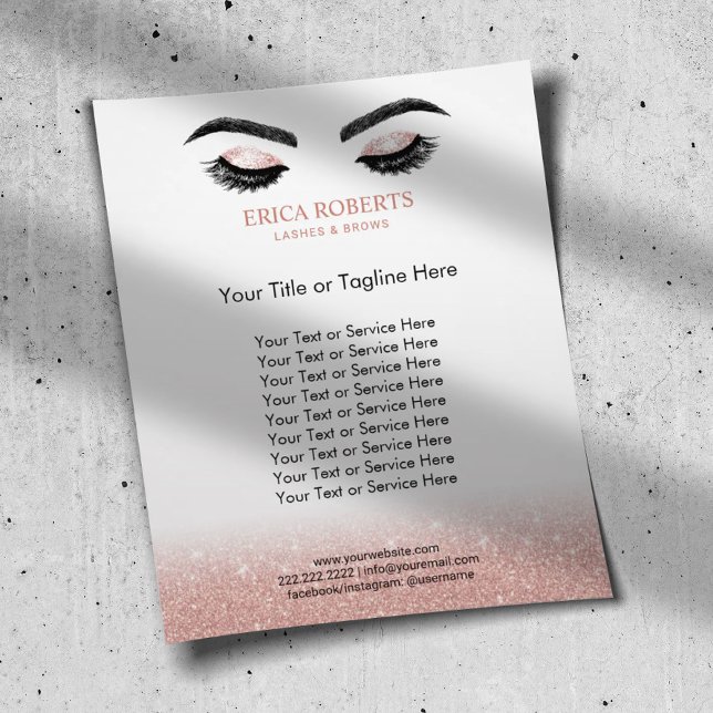 Lashes Brows Makeup Artist Rose Gold Beauty Salon Flyer (Creator Uploaded)