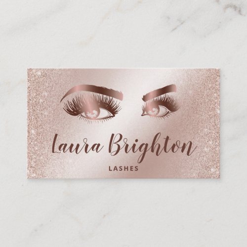 Lashes  Brows Makeup Artist Rose Gold Glitter Business Card