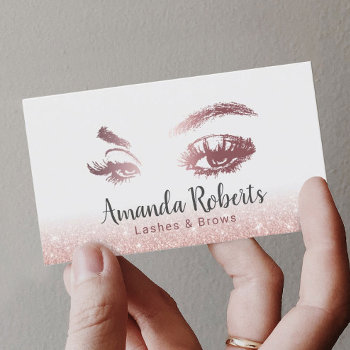 Lashes & Brows Makeup Artist Rose Gold Glitter Business Card by cardfactory at Zazzle