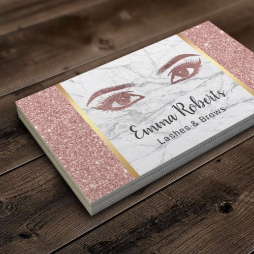 Lashes Brows Makeup Artist Rose Gold  Marble Business Card