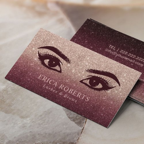 Lashes  Brows Makeup Artist Rose Gold Ombre Business Card