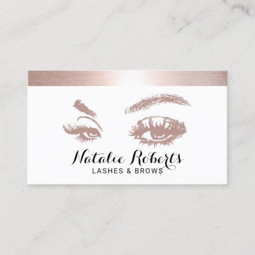 Lashes Brows Makeup Artist Trendy Rose Gold Border Business Card