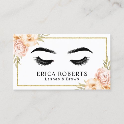 Lashes  Brows Makeup Artist Vintage Floral Salon Business Card