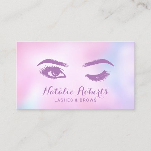Lashes Brows Makeup Artist Watercolor Pink Salon Business Card