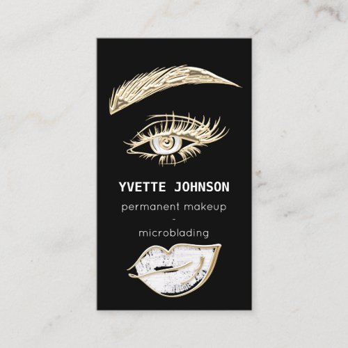 Lashes Brows Makeup Logo QR Code Lips Kiss Business Card