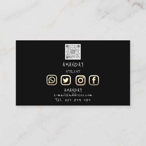  Lashes Brows Makeup Logo Social Black Gold  Business Card