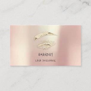  Lashes Brows Makeup Logo Social Rose Gold Business Card