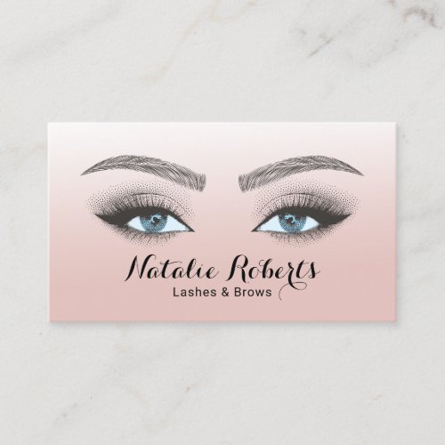 Lashes Brows Microblading Beauty Salon Blush Pink  Business Card