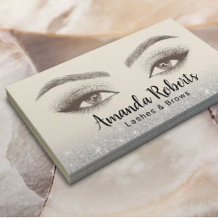 Lashes & Brows Microblading Beige Beauty Salon Business Card