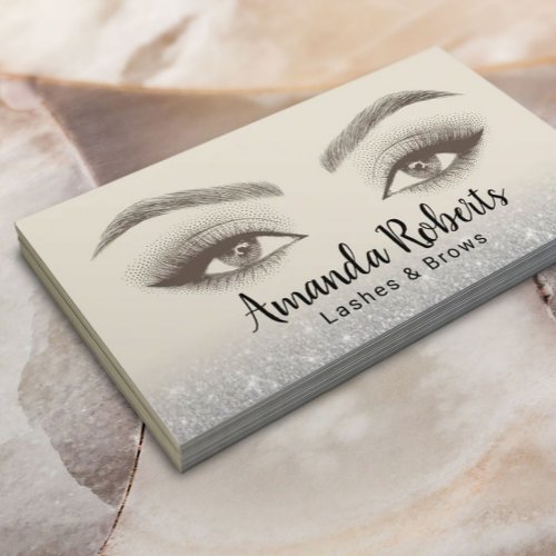 Lashes  Brows Microblading Beige Beauty Salon Business Card